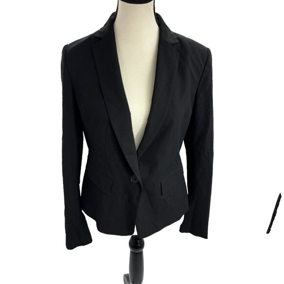 Ann Taylor Womens 4 Black 1 Button Blazer Jacket Career Workwear Suit Coat - Picture 1 of 6
